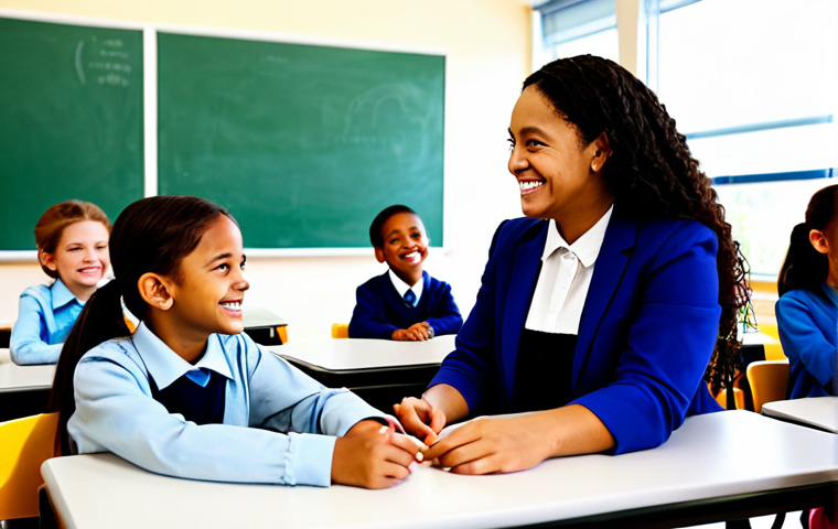 A diverse group of cheerful school-aged children, fully clothed in modest school attire, are seated at desks in a modern, brightly lit classroom, actively engaged in an inclusive learning activity. A female teacher, fully clothed in professional, appropriate attire, stands by, guiding them with a gentle smile. Adaptive technology like tablets and interactive screens are visible, integrated seamlessly into the learning environment, alongside colorful educational posters. The atmosphere is collaborative and supportive.
    safe for work, appropriate content, fully clothed, professional, family-friendly, perfect anatomy, correct proportions, natural poses, well-formed hands, proper finger count, natural body proportions, professional photography, high resolution, sharp focus, vibrant colors, natural lighting.