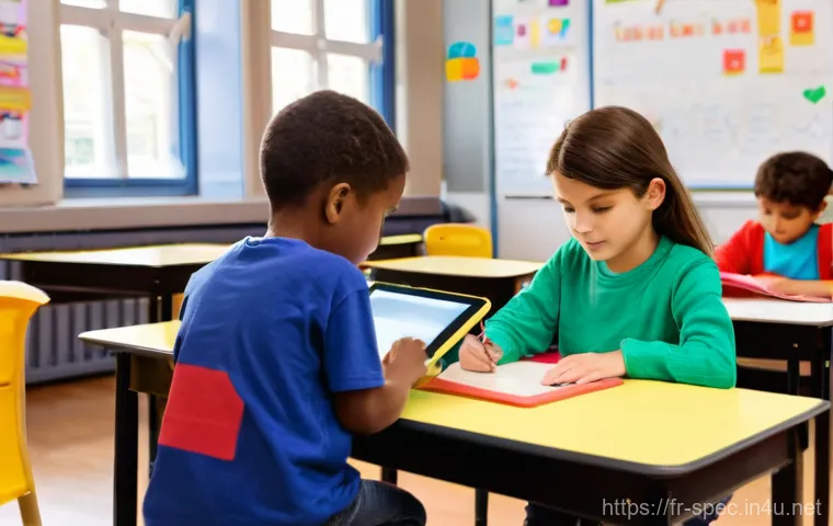 특수교육과 특수교육 행정 - **Prompt: Inclusive French Classroom with AESH Support**
    A bright, spacious, and modern French e...