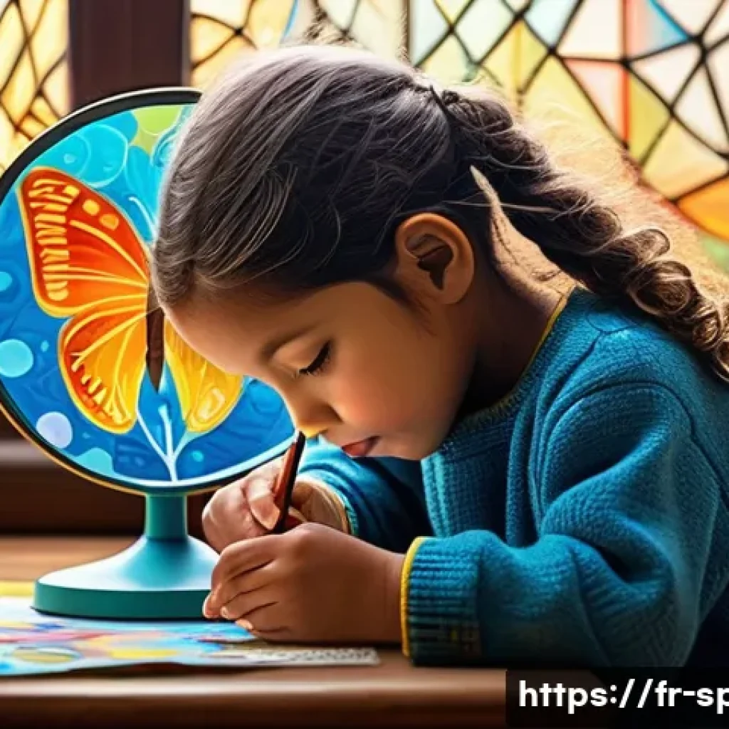 특수교육과 감정 조절 교육 - **A child's unique world perspective:** A vibrant, painterly scene depicting a young child (around 8...