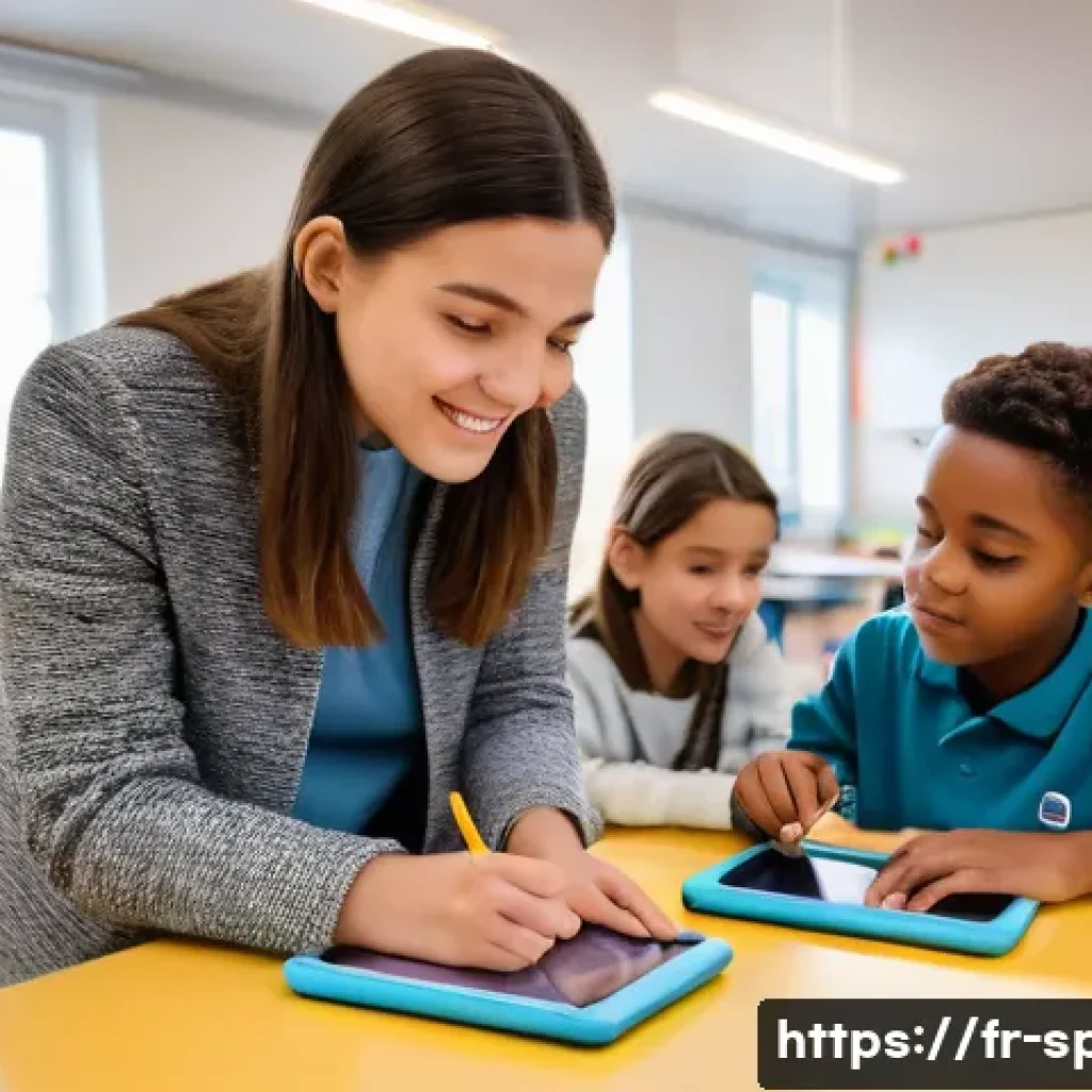특수교육과 특수교육 실험 수업 - A bright, inclusive classroom scene in a French school setting, featuring diverse students with visi...