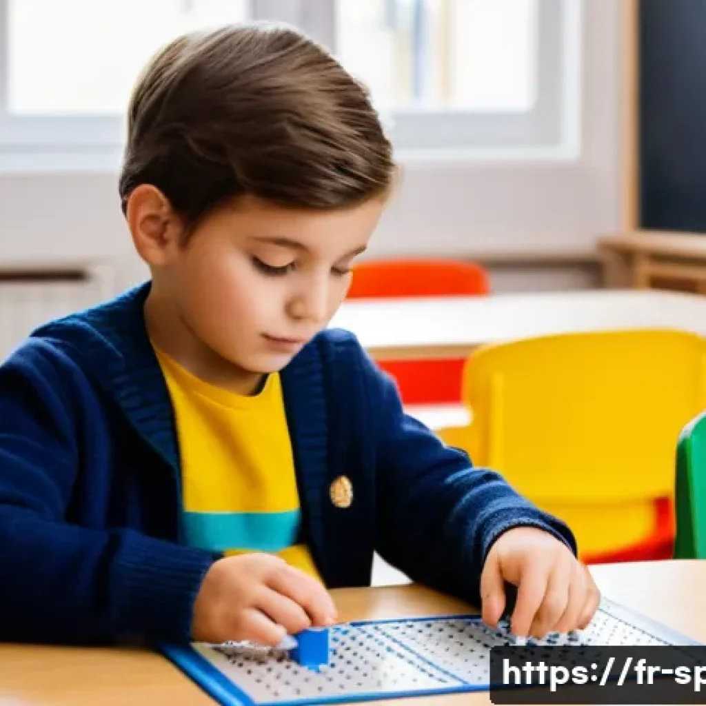 특수교육과 일반교육 차이 - A warm, photorealistic scene inside a small French primary school classroom showing inclusive practi...